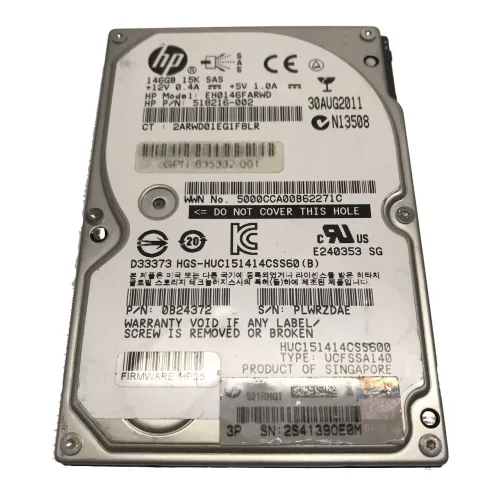 HP 146GB SAS 15K 2.5 Inch SFF Hard Drive 0B24372