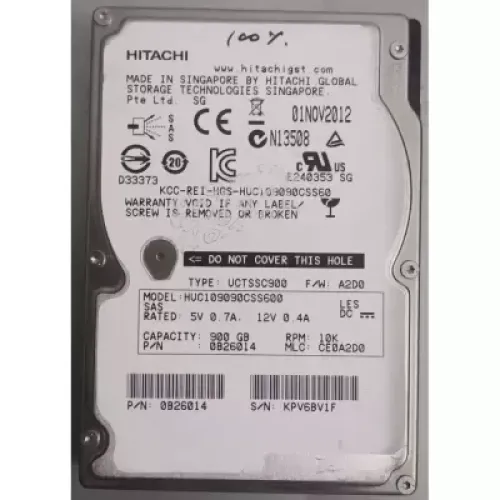 HITACHI 900GB 10K RPM 6Gbps SAS 2.5 Inch Hard Disk 0B26014