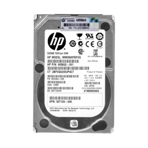 HP 500GB SAS 7200 RPM Hard Disk MM0500FBFVQ 9RZ264-035 605832-001