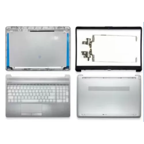 HP 15-GW 15S-GR LCD Top Cover Bezel Hinges with Touchpad Palmrest and Bottom Base Body Assembly