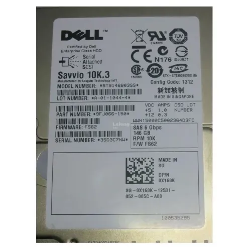 0X160K Dell 146GB 10K 6G 2.5inch SAS hard disk ST9146803SS 9F066-150