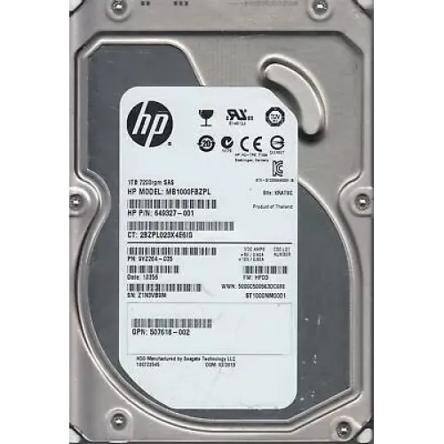 9YZ264-035 649327-001 507618-002 508011-001 HP 1tb 7.2k 6g 3.5 inch dual port sas hard disk