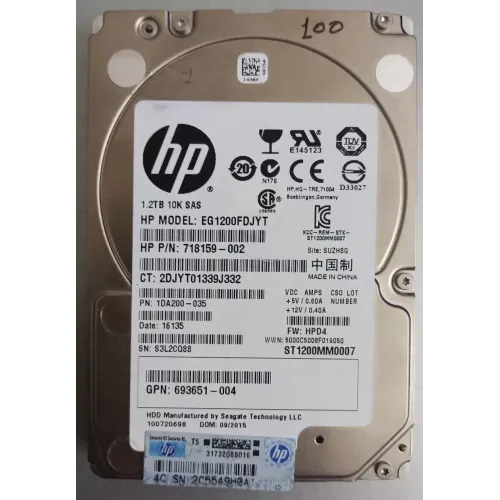 HP 1.2TB 10K RPM 6Gbps SAS 2.5 Inch Hard Disk 718159-002 693651-004