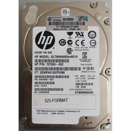 HP 900GB 2.5 Inch 10K RPM SAS Hard Disk 742209-001