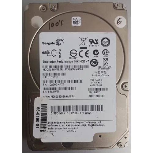 SEAGATE 1.2TB 2.5 Inch 6Gbps 10K RPM SAS Hard Disk 1DA200-175