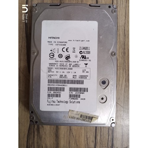 Hitachi 300GB SAS 15 RPM 3.5 Inch Hard Disk 0B24521