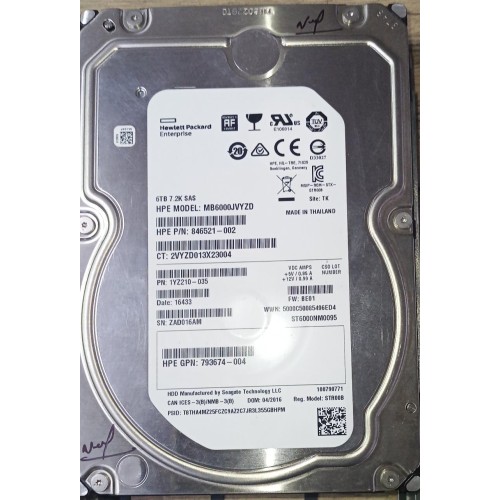 HP 6TB 7.2K RPM SAS 12Gbps 3.5 Inch Hard Disk 846521-002