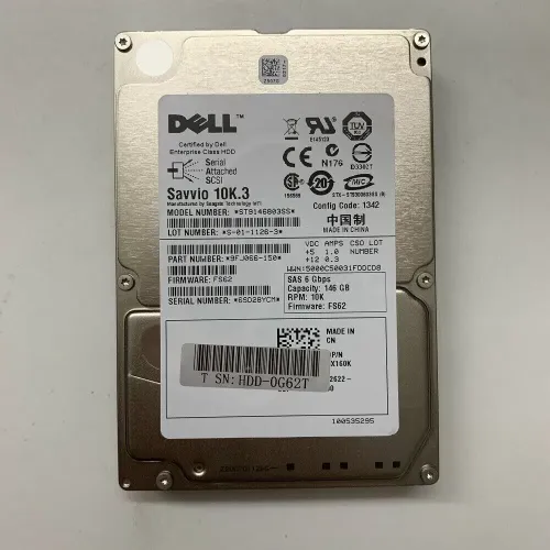 Dell 146GB 10K RPM 6Gbps 16MB 2.5 Inch SAS Hard Disk X160K 0X160K 9FJ066-150 ST9146803SS