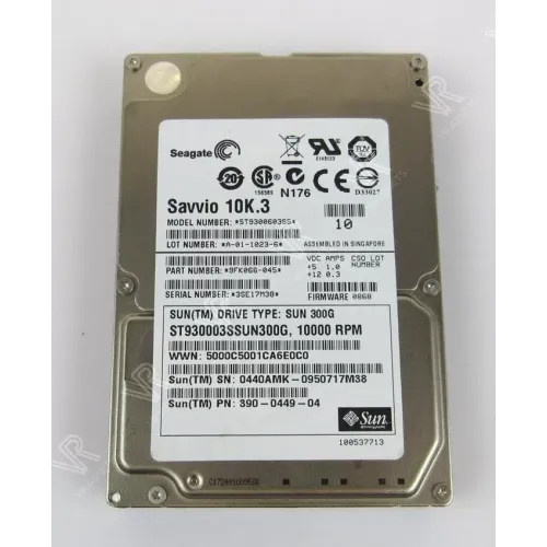 Sun 300GB 10K RPM 6Gbps 2.5 Inch SAS Hard Disk 390-0449