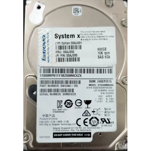 IBM Lenovo 600GB 10K 6Gbps 2.5 Inch SAS Hard Disk 9WG066-155