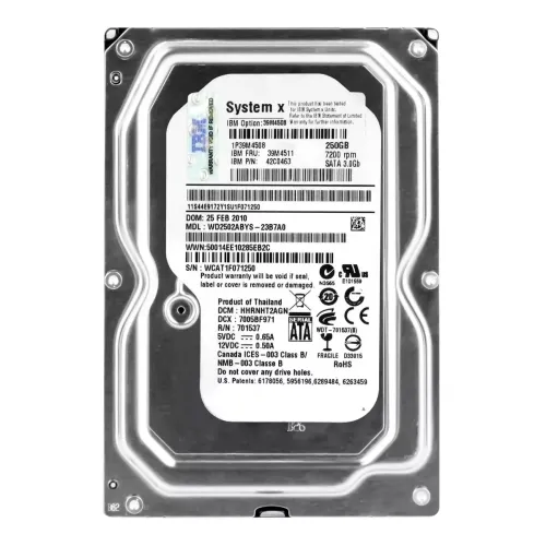 IBM 250GB 7.2K RPM 3.5 Inch 3Gbps 16MB SATA II Hard Disk Drive WD2502ABYS 39M4511 42C0463