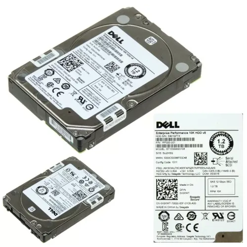 Dell 1.2TB 10K SFF 2.5 Inch SAS 12Gbps Hard Disk V2KWT 0V2KWT ST1200MM0108 1FF220-251