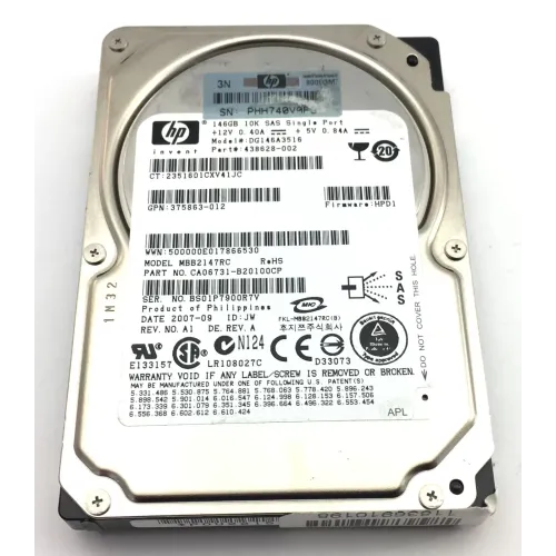 HP 146GB 10K SAS 2.5 Inch Hard Drive 438628-002 375863-012 DG146A3516 MBB2147RC