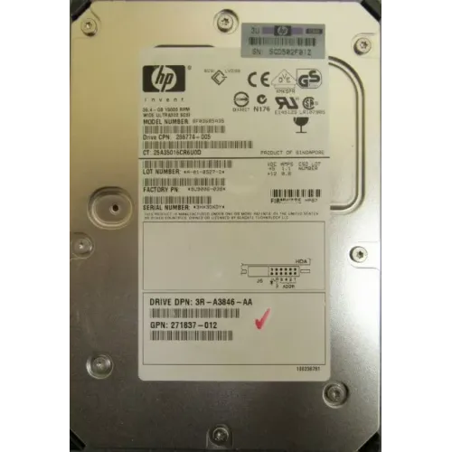 HP 36GB 15K RPM 3.5 Inch USCSI HDD 365699-001 271837-012 289241-001 80 PIN