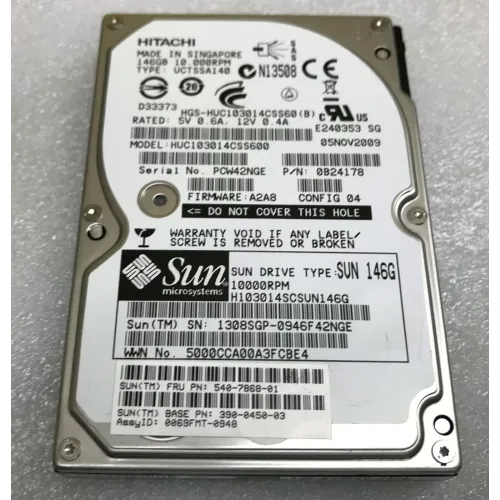 SUN 146GB 10K 6G 2.5" SAS HDD 390-0450-02 540-7868-01