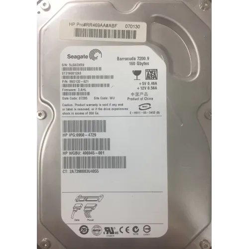 Seagete Barracuda 160gb 7.2k 3g 3.5" sata hdd ST3160812AS 9BD132-621