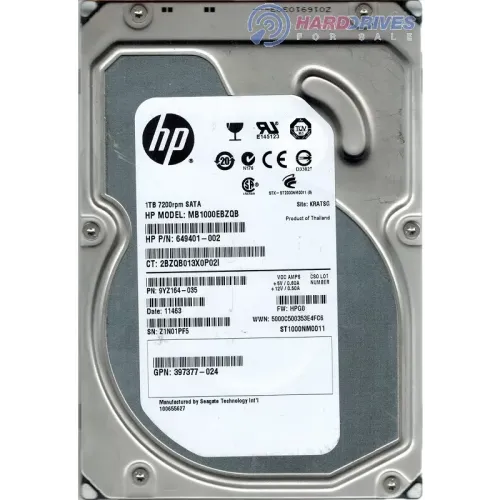 HP 1tb 7.2k rpm 3g 3.5 sata hard disk 649401-002 9YZ164-035 397377-024 454273-001