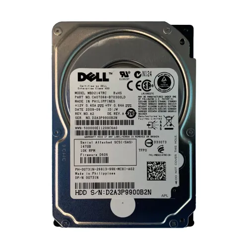 Dell 146GB 10K RPM 6Gbsp 2.5 Inch SAS Hard Disk 0G731N