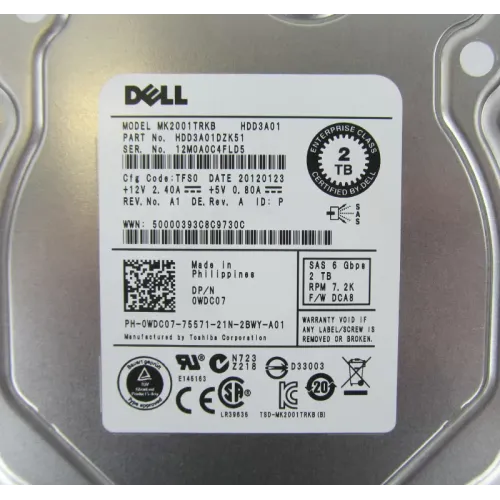 Dell 2TB 6G 7.2K 3.5 Inch SAS Hard Disk F238F 0WDC07