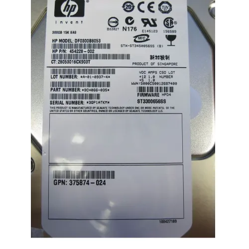 HP 300GB 15K RPM 3.5 Inch DP SAS Hard Disk 454228-002