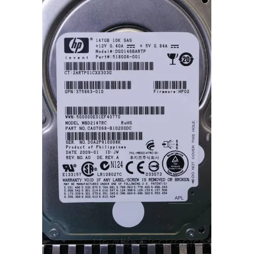 HP 146GB 3Gbps 10K RPM SAS Hard Disk Drive 518006-001