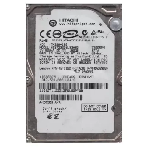 Hitachi 160GB 7.2K Rpm 2.5inch SATA Hard Drive 0A58903 7K320-160