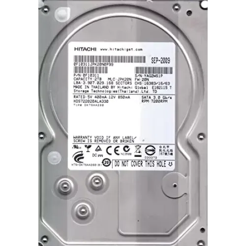 Hitachi 2TB 32MB 7200RPM SATA 3.0Gbs 3.5inch Hard Drive 0F10311