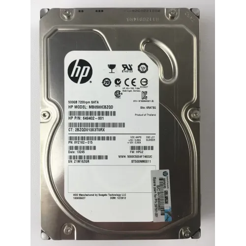 HP 500GB 7.2K RPM 1.5G 3.5 Inch SATA HDD 395501-002 649402-001