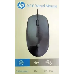 HP M10 Wired USB Mouse with 3 Buttons High Definition 1000DPI Optical Tracking and Ambidextrous Design